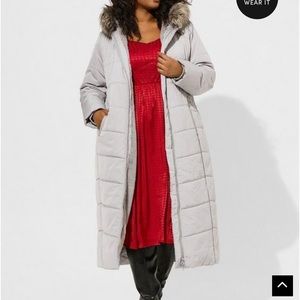 Nylon Maxi Fit & Flare Puffer